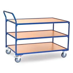 fetra® leichter Tischwagen, 3 Böden, 1200 x 800 mm