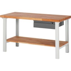 Steinbock® Werkbank Selection, mit Schublade u. Ablageboden, HxBxT 840 mm x 1.500 mm x 700 mm, RAL 7035/7016