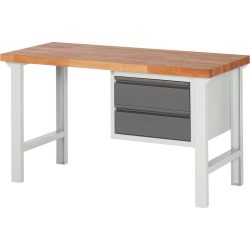 Steinbock® Werkbank Selection, mit 2 Schubladen, HxBxT 840 mm x 1.500 mm x 700 mm, RAL 7035/7016