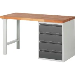 Steinbock® Werkbank Selection, mit 4 Schubladen, HxBxT 840 mm x 1.500 mm x 700 mm, RAL 7035/7016