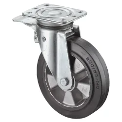 BS ROLLEN Schwerlast-Lenkrolle, Totalfesteller Gummi, Rad-Ø 160 mm Tragfähigkeit 300 kg, 135 mm 110 mm