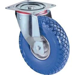 BS ROLLEN Lenkrolle, mit Anschraubplatte Radkörper Stahl, Rad-Ø 260 mm Tragfähigkeit 160 kg, Polyurethan blau