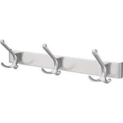HERMETA Huthakenleiste 0822-0823, Leichtmetall silberfarbig eloxiert, 3 Haken Ausladung 96 mm, Höhe 102 mm
