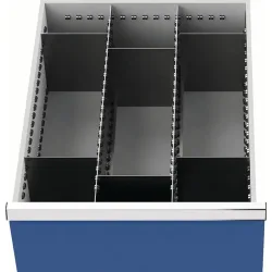 Schubladenunterteilungsmaterial, 2 Längs-/6 Querteiler, Fronthöhe 200 mm, Schubladenbreite 450 mm