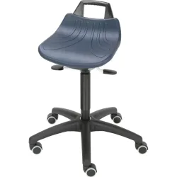 LOTZ Drehhocker, PU-Schaum blau, mit Rollen, Sitzhöhenverstellung 520-710 mm