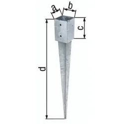 GAH Einschlagbodenhülse, Stahl roh feuerverzinkt, a91xb91xc150xd900mm
