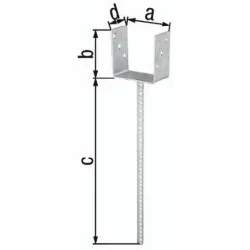 GAH U-Pfostenträger ETA-10/0210, feuerverzinkt, 101x100x400x60mm, mit extra langem Betonanker