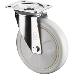 BS ROLLEN Lenkrolle, Kunststoff, Rad-Ø 150 mm Tragfähigkeit 600 kg, Platte L138xB110 mm Farbe Rolle weiss