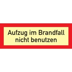 Brandschutzzeichen DIN 4066, Aufzug nicht benutzen, L297xB105 mm, Folie