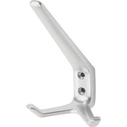HERMETA Huthaken 0032, Aluminium silberfarbig eloxiert, zweifach Ausladung 89 mm, Höhe 127 mm