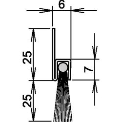 ATHMER Bürstentürdichtung, Länge 2000 mm, Rosshaar mixed Aufschrauben