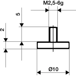 KÄFER Messeinsatz, M2,5 Stahl, Ø 10 mm plan, passend zu Messuhren