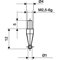 KÄFER Messeinsatz, M2,5 Stahl, Ø 3 mm Kugel, passend zu Messuhren
