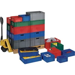 kaiserkraft Euro-Format-Stapelbehälter, Wände und Boden geschlossen, LxBxH 400 x 300 x 145 mm, grün, VE 5 Stk