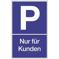 Parkplatzbeschilderung, L250xB400 mm, Parken für Kunden, Kunststoff blau/weiss