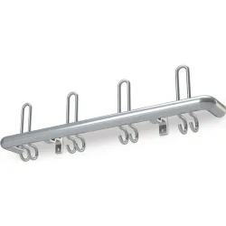 Wandgarderobe, 3 Hut-/6 Mantelhaken Länge 600 mm, Aluminium F1 naturfarbig, Hakenabstand 200 mm