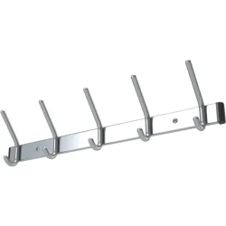 Wandgarderobe, 9 Hut-/9 Mantelhaken Länge 1300 mm, Aluminium F1 naturfarbig, Hakenabstand 150 mm