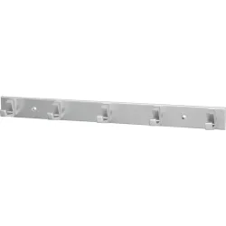 HERMETA Handtuchhakenleiste, Aluminium silberfarbig eloxiert, 5 Haken Höhe 35 mm Länge 360 mm, Ausladung 33,5 mm