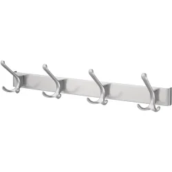HERMETA Huthakenleiste 0822-0824, Leichtmetall silberfarbig eloxiert, 4 Haken Ausladung 96 mm, Höhe 102 mm