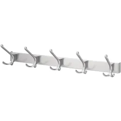 HERMETA Huthakenleiste 0822-0825, Leichtmetall silberfarbig eloxiert, 5 Haken Ausladung 96 mm, Höhe 102 mm