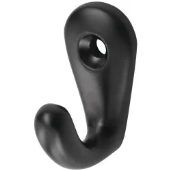 HERMETA Handtuchhaken 0557, Aluminium kunststoffbeschichtet schwarz, 1 Haken Höhe 36 mm, Ausladung 27 mm