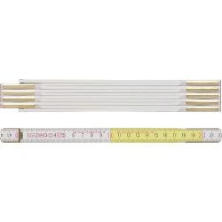 BMI Gliedermassstab 9142, mm/cm EG III, Länge 2 m Breite 16 mm, Buche weiss-gelb