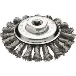 Kegelbürste D.115mm M14 Drahtstärke 0,5mm Stahldraht 12mm 15000min-¹ LESSMANN