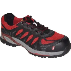 NITRAS Sicherheitsschuh PRO STEP, S1P SRC ESD EN ISO 20345, EN 61340-4-3, Grösse 44 schwarz/rot, Textil