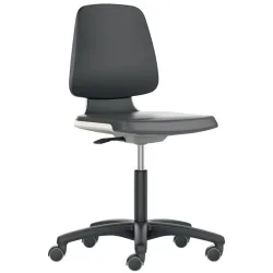 bimos Arbeitsdrehstuhl Labsit, Supertec-Gewebe schwarz, Rollen Sitzschale blau, 450-650 mm