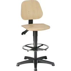 Arbeitsdrehstuhl 9651 E, Buchenschichtholz, Gleiter, Fussring, natur lackiert