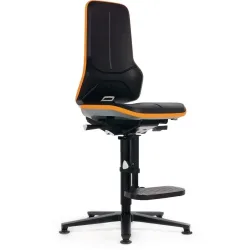 Arbeitsstuhl bimos NEON, Permanentkontakt, Grundmodell ohne Polsterelement, Gleiter + Aufstieg, Flexband grau