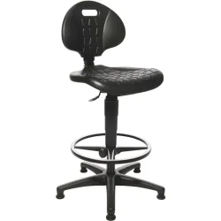 Topstar® Arbeitsdrehstuhl Tec 20, Polyurethanschaum schwarz, Bodengleiter + Fussring, 590-840 mm