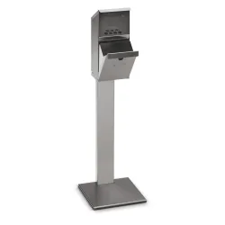 Standascher aus Edelstahl, Inhalt 3,7 l, abschließbar, HxBxT 1090 x 310 x 310 mm VAR