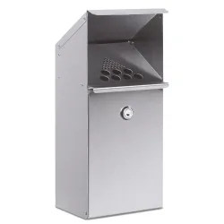 Wandascher aus Edelstahl, Inhalt 3,7 l, abschließbar, HxBxT 410 x 180 x 150 mm VAR