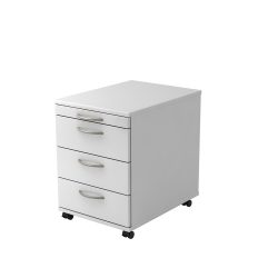 Rollcontainer Office Weiss/Silber Holz 42.8 cm 59 cm 58 cm - Farbe: weiss/Aluminium gebürstet - Material: Holzwerkstoff - Rollcontainer
