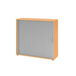 Aktenschrank Office Silber/Braun Kunststoff 120 cm 40 cm 110 cm - Farbe: Silber, Buche Dekor - Material: Holzwerkstoff, Kunststoff - Aktenschrank