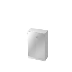Aktenschrank Office Weiss/Silber Holz 80 cm 42 cm 127 cm - Farbe: Weiss, Silber - Material: Holzwerkstoff - Aktenschrank