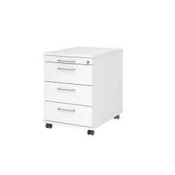 Hammerbacher Rollcontainer 58cm, 3Schübe, Schloss BS Weiss