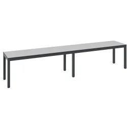 Umkleidebank Basic Plus, für Feuchträume, ohne Rückenlehne, 6-Fussgestell schwarzgrau RAL 7021, ohne Schuhrost, B 1960 mm, Dekor silbergrau