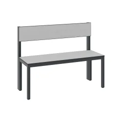 Sitzbank Basic Plus, 1-seitig, Rückenlehne, ohne Schuhrost, 4-Fussgestell schwarzgrau RAL 7021, B 1000 mm, Dekor silbergrau