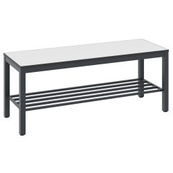 C+P Umkleidesitzbank Basic Plus, Länge 1.000 mm, inkl. Schuhrost, schwarzgrau/weiss