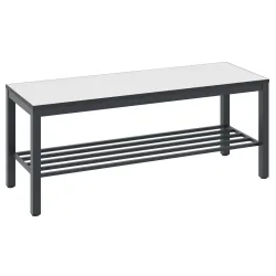C+P Umkleidesitzbank Basic Plus, Länge 1.000 mm, inkl. Schuhrost, schwarzgrau/weiss