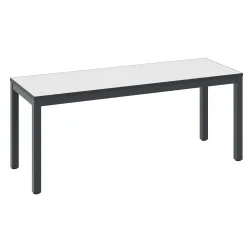 Umkleidebank Basic Plus, für Feuchträume, ohne Rückenlehne, 4-Fussgestell schwarzgrau RAL 7021, ohne Schuhrost, B 1000 mm, Dekor weiss