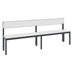 C+P Umkleidesitzbank Basic Plus, Länge 1.960 mm, einseitig, mit Rückenlehne, schwarzgrau/weiss