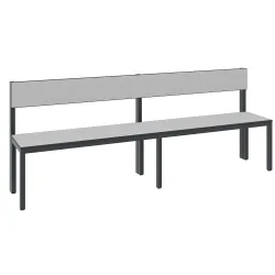 C+P Umkleidesitzbank Basic Plus, Länge 1.960 mm, einseitig, mit Rückenlehne, schwarzgrau/silbergrau