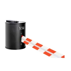 RS-GUIDESYSTEMS® Gurtkassette GLW 1800 REFLECTO, Wandmontage, Länge 18 m, Breite 50 mm, Gehäuse schwarz, Gurt rot/weiss