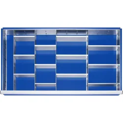 RAU Einteilungsset für Schublade, HxBxT 90 x 1.055 x 560 mm, mit 4-tlg. Rasterleisten-Set und 4 Trennwände, Grösse XXL für Fronthöhe 120-150 mm