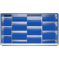 RAU Einteilungsset für Schublade, HxBxT 90 x 1.055 x 560 mm, mit 4-tlg. Rasterleisten-Set und 3 Trennwände, Grösse XXL für Fronthöhe 120-150 mm