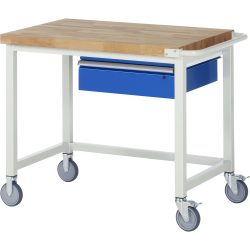 RAU mobile Werkbank Serie 8000, HxBxT 880-1.080 x 1.000 x 700 mm, 1 Schublade 1 x 150 mm, Schubladen-TK 50 kg