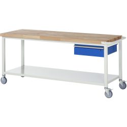 RAU mobile Werkbank Serie 8000, HxBxT 880-1.080 x 2.000 x 700 mm, 1 Schublade 1 x 150 mm, Schubladen-TK 50 kg